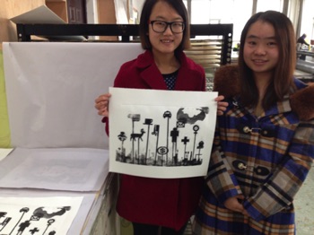 Students with their prints
